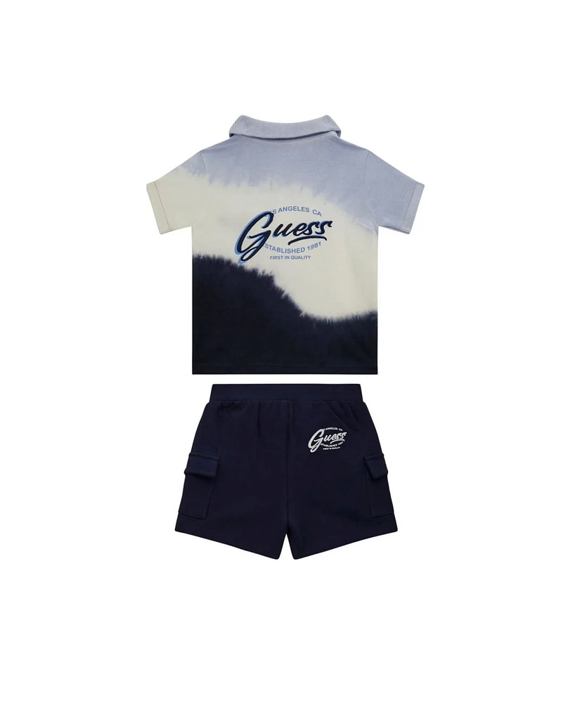 Guess Baby Boys Dip Dye Polo and Short Set