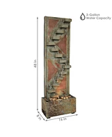 Sunnydaze Decor Copper/Slate Staircase Water Fountain with Led Lights - 48 in