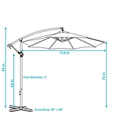 9.5-Foot Cantilever Umbrella with Air Vent, Cross Base, and Crank - and