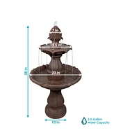 Sunnydaze Decor Curved Plinth Polyresin Outdoor 2-Tier Water Fountain