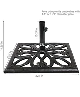 Sunnydaze Decor 22 in Geometric Cast Iron Square Patio Umbrella Base - Black