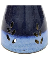 Sunnydaze Decor Classic Duo-Tone Cut-Out Ceramic Bird Bath - 20.5 in - Dark Blue