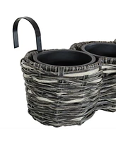 Sunnydaze Decor Polyrattan Hanging Over-the-Rail Tri-Planter and Liner