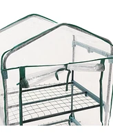 Sunnydaze Decor 2-Tier Steel Pvc Cover Mini Greenhouse and Roll-Up Zipper