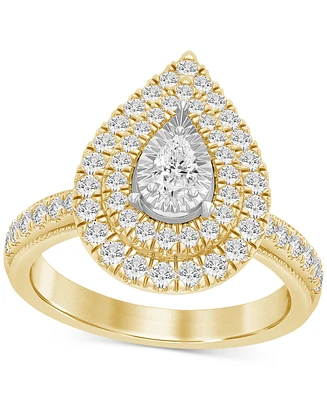 Diamond Pear Double Halo Engagement Ring (1 ct. t.w.) 14k Gold