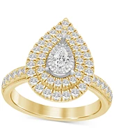 Diamond Pear Double Halo Engagement Ring (1 ct. t.w.) 14k Gold