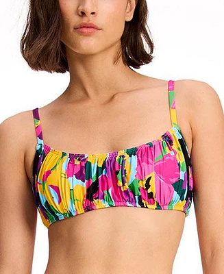 kate spade new york Women's Printed Shirred Bikini Top