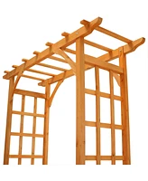 Sunnydaze Decor Wooden Fir Arbor Weatherproof Arched Garden Walkway - 78 in