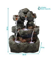 Sunnydaze Decor Layered Rock Waterfall Fountain with Led Lights - 32 in