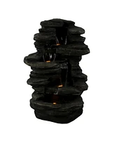 Sunnydaze Decor Electric Stacked Shale Water Fountain with Led Lights - 38 in