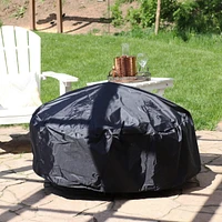 Round Outdoor Fire Pit Cover - Weather-Resistant Heavy-Duty Pvc with Drawstring Closure - Black