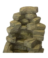 Sunnydaze Decor Fiberglass Electric Outdoor Stone Waterfall Fountain - 37 in