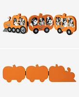 Glitzhome 16"L Halloween Skeletons and Ghosts Hinged Pumpkin Train Table Decor