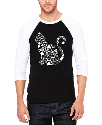 La Pop Art Cat Claws - Men's Raglan Baseball Word T-Shirt
