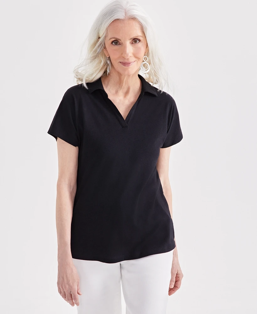 Style & Co Petite Linen-Blend Polo, Created for Macy's