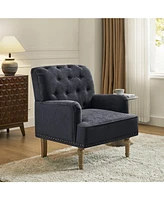 Mcgavock Traditional Wooden Upholstered Accent Chair with Tufted Back