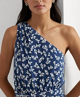 Lauren Ralph Women's Floral Belted Jersey One-Shoulder Dress