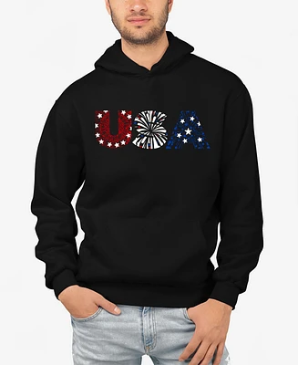La Pop Art Usa Fireworks - Men's Word Hooded Sweatshirt