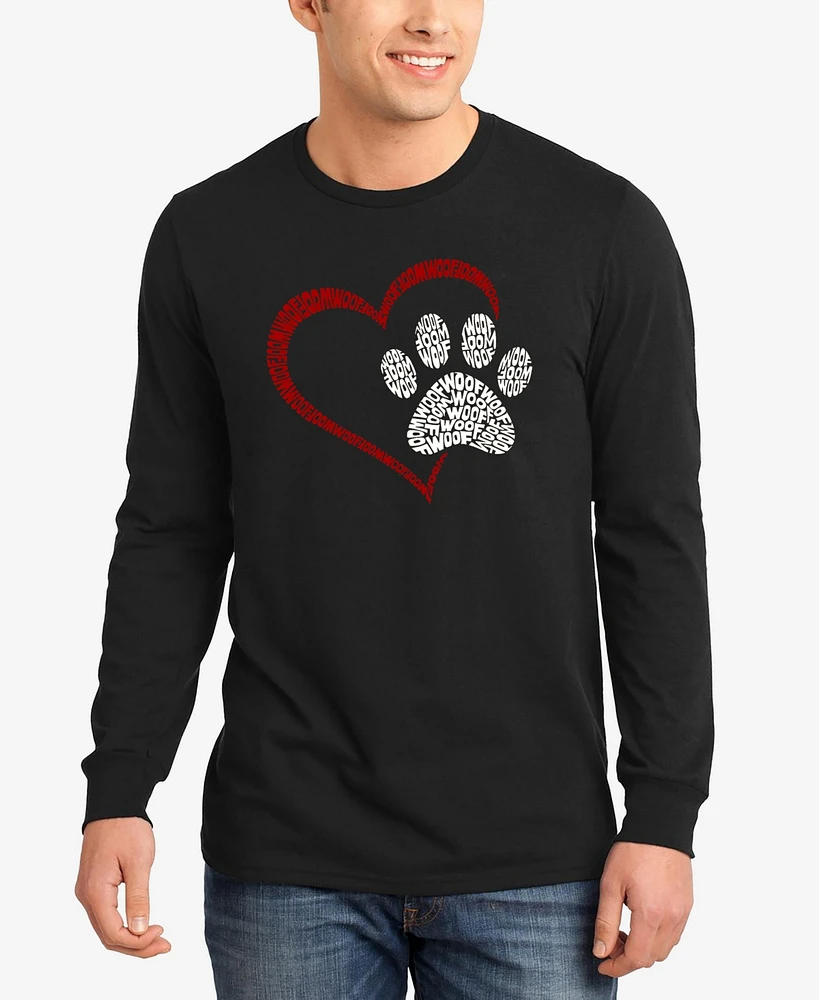 La Pop Art Paw Heart - Men's Word Long Sleeve T-Shirt