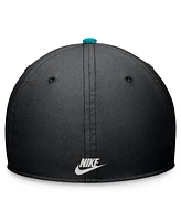 Nike Men's Black/Teal Florida Marlins Cooperstown Collection Rewind swoosh flex Performance Hat