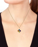 Effy Multi-Gemstone (2-1/6 ct. t.w.) & Diamond Accent Flower 18" Pendant Necklace in 14k Gold