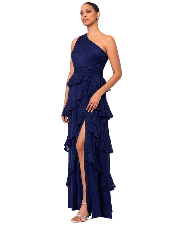 open lace back dress Crystal Black One Shoulder Belted Padded Cup V-Bar Mini Blazer Dress main image 0