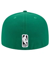 New Era Men's Kelly Green Boston Celtics Court Sport Leather Applique 59fifty Fitted Hat