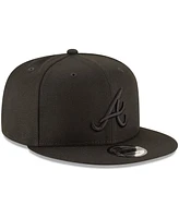 New Era Atlanta Braves Black on Black 9fifty Team Snapback Adjustable Hat - Black