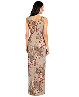 Adrianna Papell Women's Metallic Floral-Print Column Gown