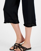 Jm Collection Women's Fringe-Trim Capri Pants, Created for Macy's