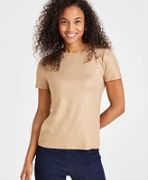 Anne Klein Women's Foil-Print Crewneck Short-Sleeve T-Shirt