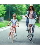 Gymax 16'' Kids Bicycle Children's Training Bicycle w/ Removable Training Wheels & Basket Pink
