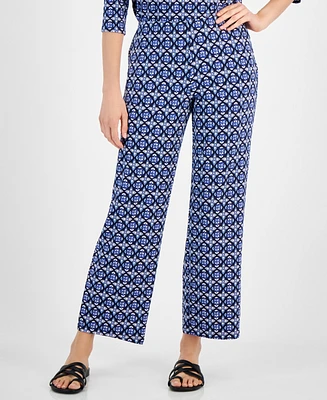 Jm Collection Women's Geo-Printed Wide-Leg Pants, Created for Macy's