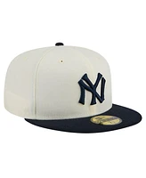 New Era Men's White York Yankees Cooperstown Collection Chrome 59Fifty Fitted Hat