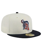 New Era Men's White Detroit Tigers Cooperstown Collection Chrome 59Fifty Fitted Hat