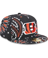 New Era Men's Black Cincinnati Bengals Paisley 59Fifty Fitted Hat