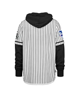 47 Brand Men's White Chicago Sox Pinstripe Double Header Pullover Hoodie