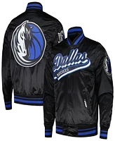 Pro Standard Men's Black Dallas Mavericks Script Tail Full-Snap Satin Varsity Jacket