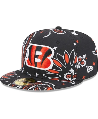 New Era Men's Black Cincinnati Bengals Paisley 59Fifty Fitted Hat