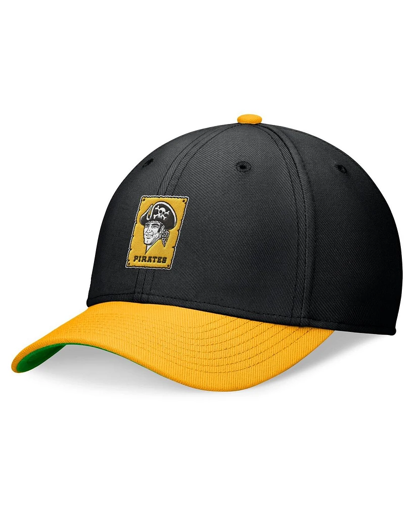 Nike Men's Black/Gold Pittsburgh Pirates Cooperstown Collection Rewind Swooshflex Performance Hat