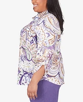 Alfred Dunner Plus Charm School Drama Paisley Top