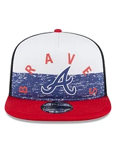 New Era Men's White/Red Atlanta Braves Team Foam Front A-Frame Trucker 9Fifty Snapback Hat