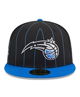 New Era Men's Black/Blue Orlando Magic Pinstripe Two-Tone 59Fifty Fitted Hat