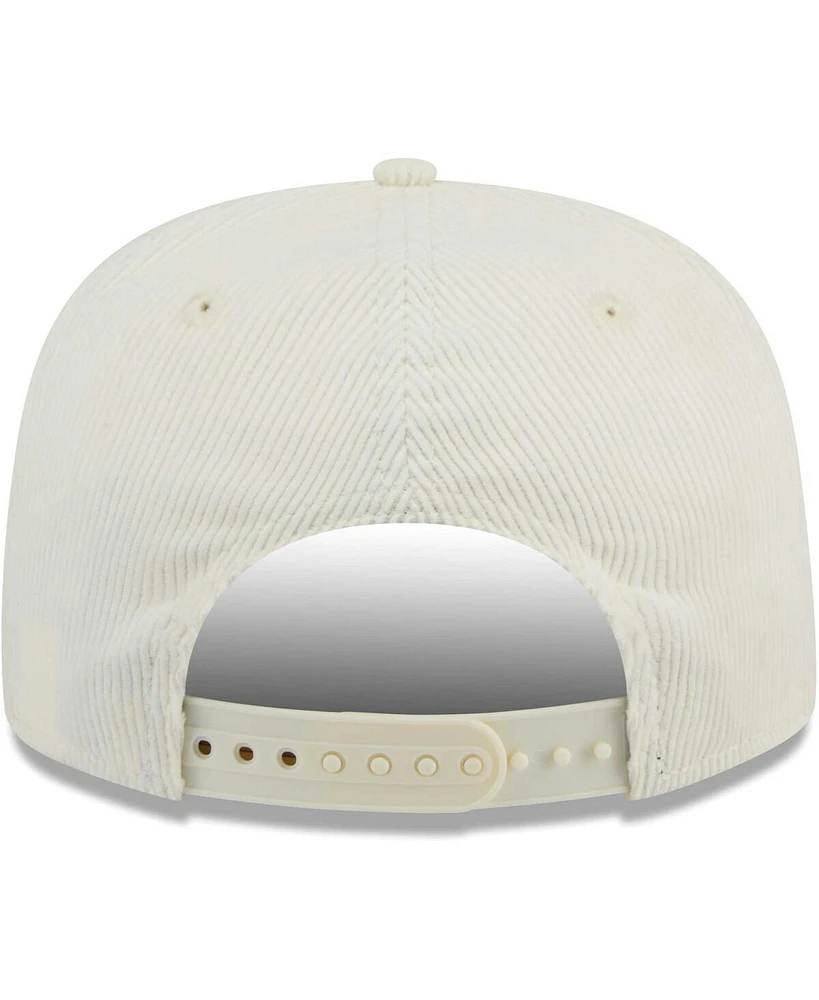 New Era Men's Cream Brooklyn Dodgers Throwback Bar Golfer Corduroy Snapback Hat