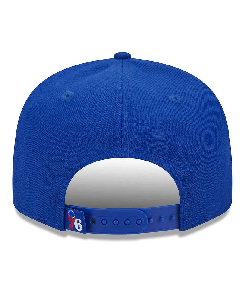 New Era Men's Royal Philadelphia 76ers Side Logo 9fifty Snapback Hat