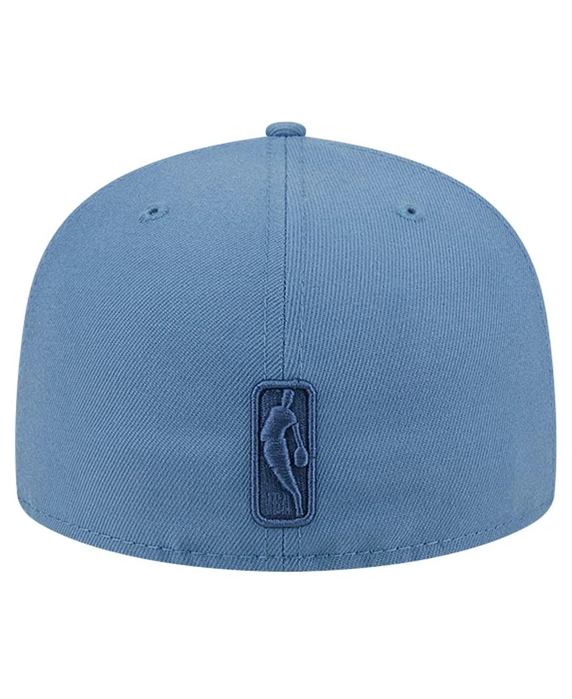 New Era Men's Blue Miami Heat Color Pack Faded Tonal 59fifty Fitted Hat