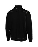 Tommy Bahama Men's Black Miami Hurricanes Sport Tobago Bay Tri-Blend Mock Neck Half-Zip Jacket