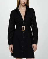 Mango Women's Embroidered Belt Dress