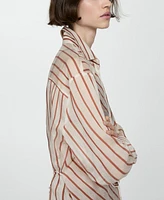 Mango Women's Semitransparent Striped Shirt