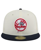 New Era Men's White York Yankees Top Hat Chrome 59Fifty Fitted